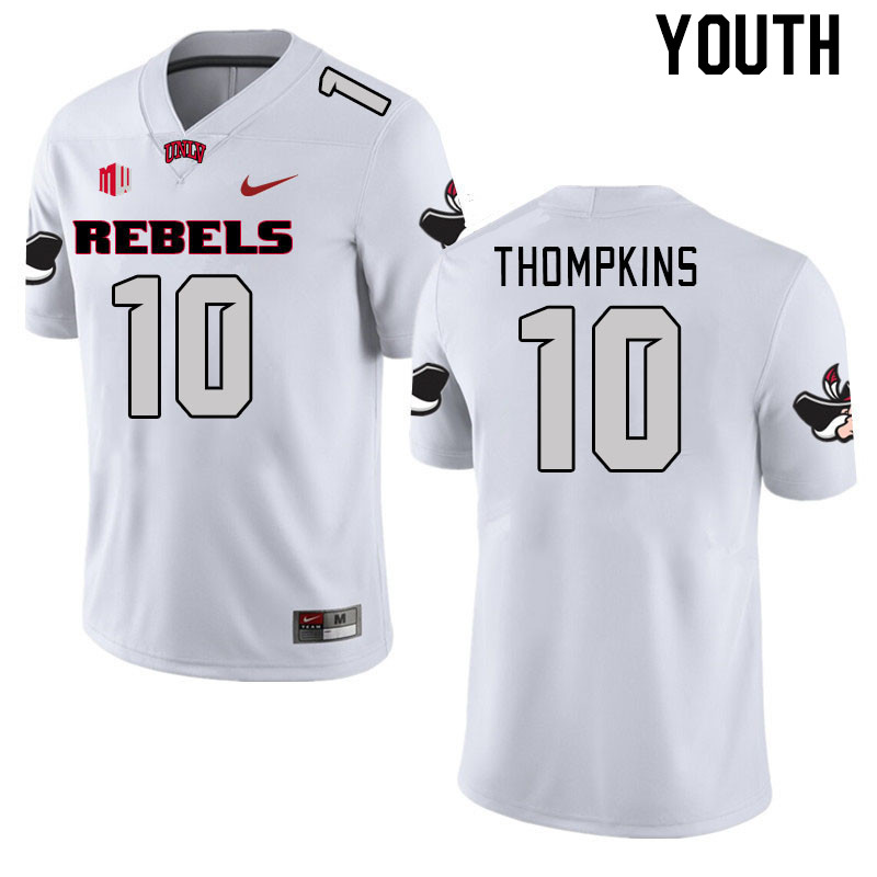 Youth #10 Fred Thompkins UNLV Rebels 2023 College Football Jerseys Stitched-White